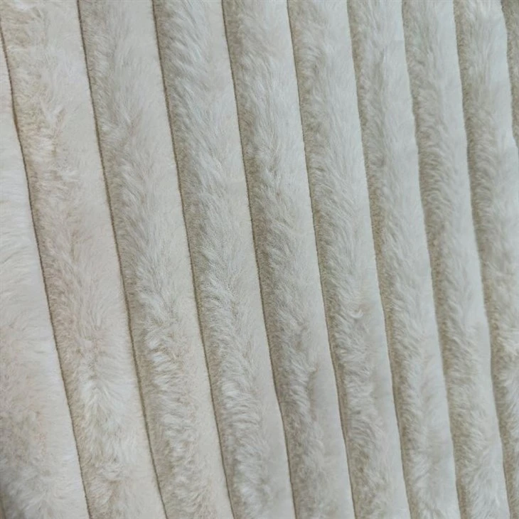 100%polyester Striped Faux Fur Fabric