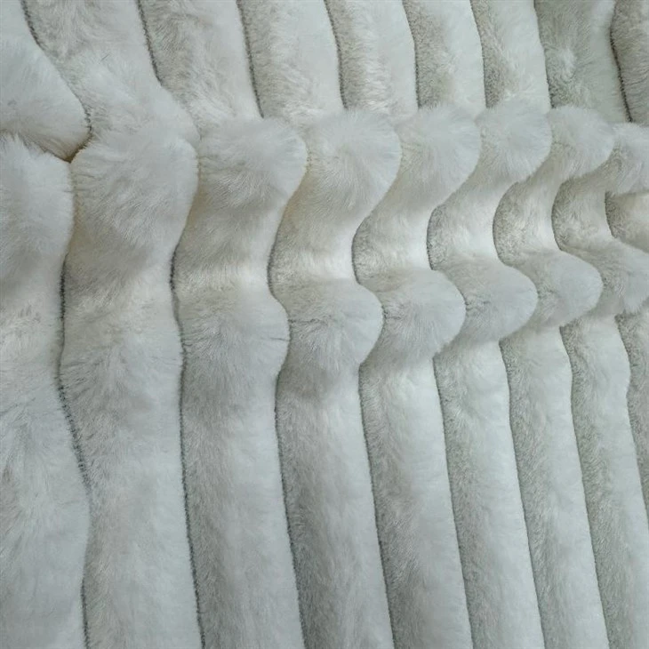 100%polyester Striped Faux Fur Fabric